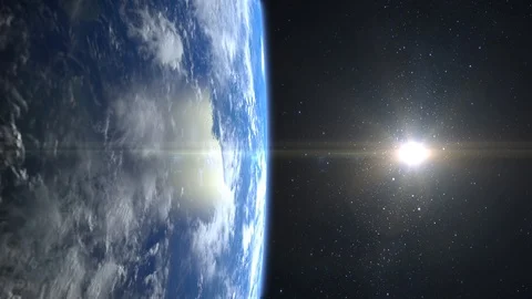 Earth. View from space. The camera flies away from the Earth. Stars twinkle. 4K 스톡 동영상 111914852