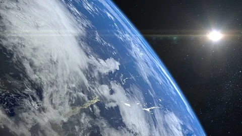 Earth. View from space. The camera rotates to the right and flies away from the 스톡 동영상 109061514