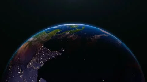 Earth view from space with night city lights. Africa and Middle East. Stock Footage