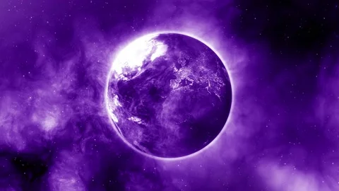 Earth view from space. The rotating world. zoom in_4K_purple Stock Footage 130818843
