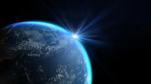 Earth view from space with sunrise. Elements of this image furnished by NASA 스톡 일러스트