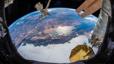 Earth viewed from orbiting ISS. Stock Footage 96314843