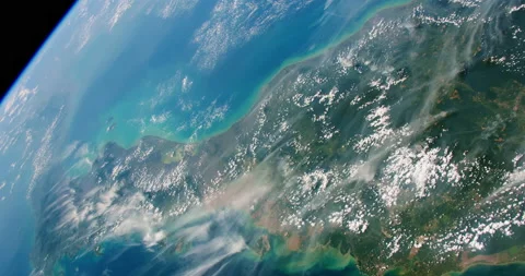 Earth viewed from space. Clouds over Malay Peninsula. Textures taken from NASA Stock Footage 167163922