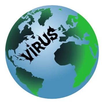 Earth with Virus on white background Illustrazione stock