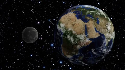 Earth vs the Moon. Size Comparison. Space Animation. 4K 60fps Stock Footage 314488872
