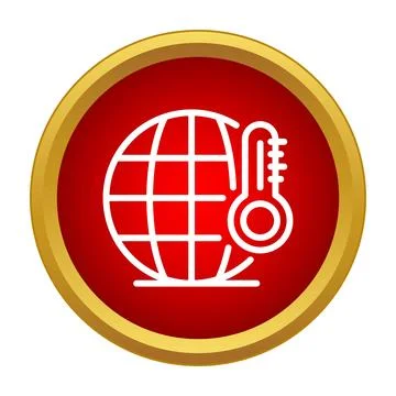 Earth warming with thermometer icon on red button Ilustración de archivo
