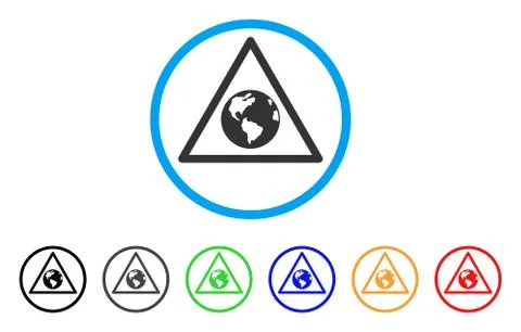 Earth Warning Rounded Icon Stock Illustration