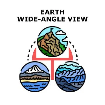 Earth wide angle view global natural landscapes concept Stock Illustration