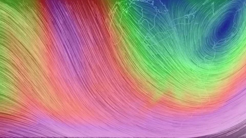 Earth wind and jet stream weather models displayed on computer screen Stock Footage 87155699