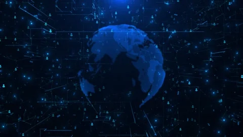 Earth wireframe rotating with the digital number and line connection, Binary Stock Footage 293013010