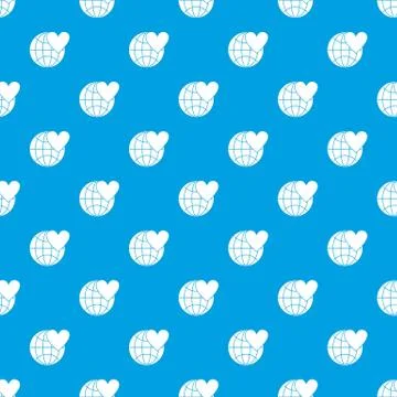 Earth world globe with heart pattern seamless blue Illustrazione stock