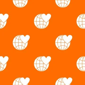 Earth world globe with heart pattern seamless Illustrazione stock