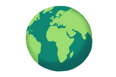 Earth world hand drawn flat design illustration isolated on white background. Illustrazione stock