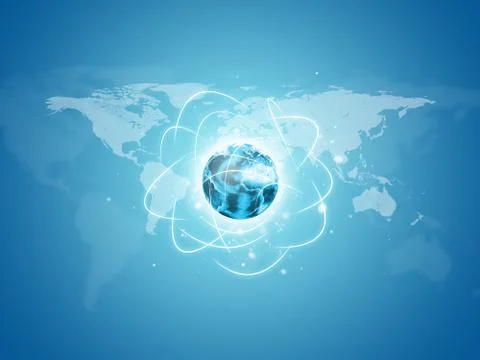 Earth with world map and network lines Stock Illustration