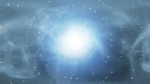 Earth world map with shiny binary code animation Video stock 228736884
