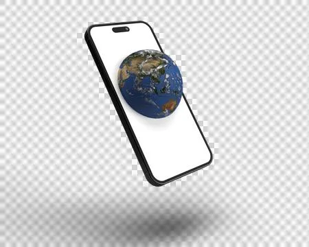 Earth world planet global map smartphone mobile technology electric Stock Illustration