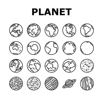 Earth world planet globe map icons set vector Illustrazione stock