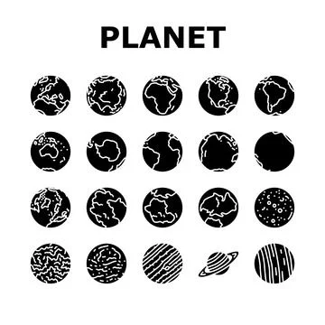 Earth world planet globe map icons set vector Stock Illustration