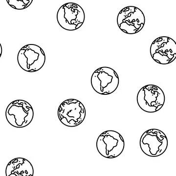 Earth world planet globe map vector seamless pattern Illustrazione stock