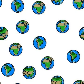 Earth world planet globe map vector seamless pattern Illustrazione stock