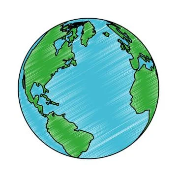 Earth world symbol scribble Stock Illustration