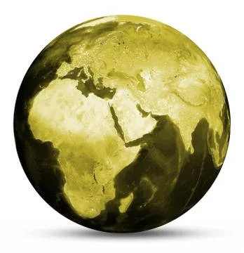 Earth yellow map 3d rendering イラスト素材