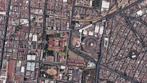 Earth zoom in from outer space to  city Zooming on Mexico. The animation continu Stock Footage 164675155