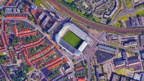 Earth Zoom from Philips Stadium - Eindhoven - Netherlands Stock Footage 117367128