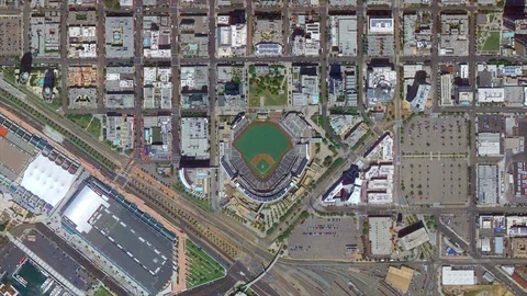 Earth Zoom from San Diego Padres Stadium - PETCO Park - California - USA Stock Footage