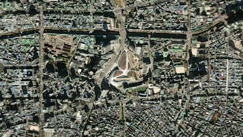 Earth zoom in from space and focus on Dongdaemun Design Plaza, South Korea Stock-Footage 297840557
