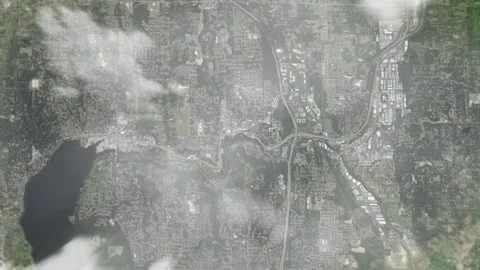 Earth zoom in from space and focus on Bothell, Washington, USA. 3D style Stock Footage 300067705