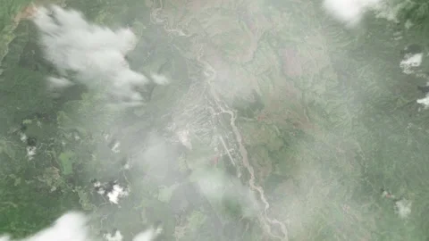Earth zoom in from space and focus on Bulolo, Papua New Guinea. 3D style Stock Footage 300075772