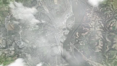 Earth zoom in from space and focus on Dubuque, Iowa, USA. 3D style animation. Stock Footage 300152953