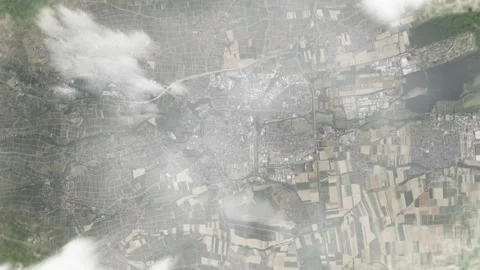 Earth zoom in from space and focus on Landau in der Pfalz, Germany. 3D style Stock Footage 300316819