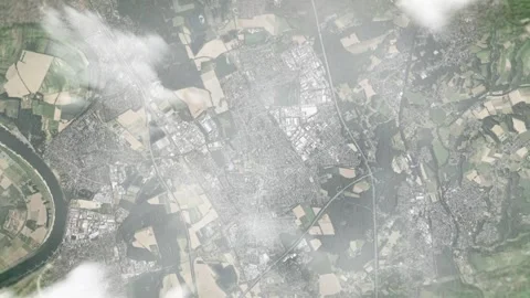 Earth zoom in from space and focus on Langenfeld, Germany. 3D style animation. Stock Footage 300317847