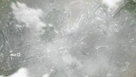 Earth zoom in from space and focus on Le Bourget, France. 3D style animation. Stock Footage 300319962