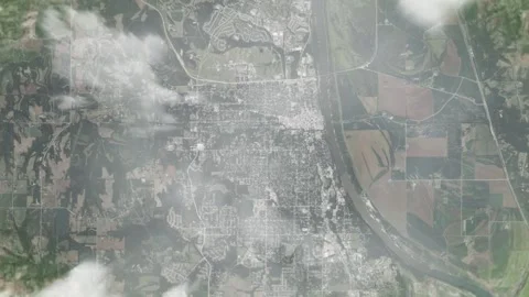 Earth zoom in from space and focus on Leavenworth, Kansas, USA. 3D style Stock Footage 300322620