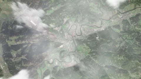 Earth zoom in from space and focus on Leoben, Austria. 3D style animation. Stock Footage 300326421