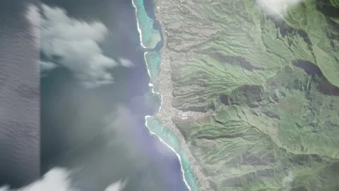 Earth zoom in from space and focus on Punaaya, French Polynesia. 3D style Stock Footage 300519341