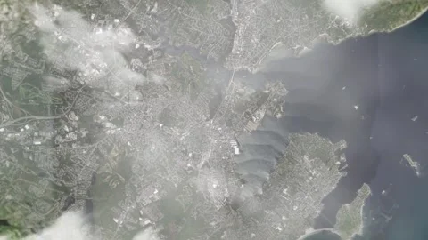 Earth zoom in from space and focus on Salem, Massachusetts, USA. 3D style Stock Footage 300543765