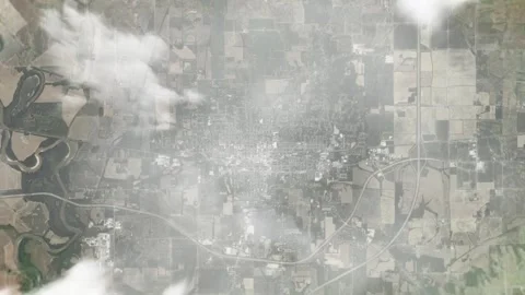 Earth zoom in from space and focus on Washington, Indiana, USA. 3D style Stock Footage 300655979