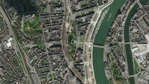 Earth zoom in from space to Liege, Belgium in Parc d'Avroy Video stock 238394953