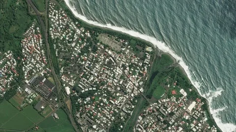 Earth zoom in from space to Saint-Benoit, Reunion Stock Footage 253185234