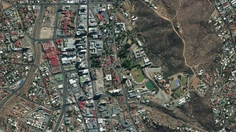 Earth zoom in from space to Windhoek, Namibia in Christuskirche Stock Footage 237287551