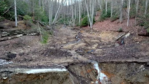 Earthen dam collapse during hurricane Stock Footage 302280681
