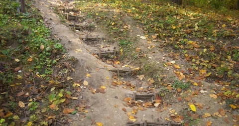 Earthen Steps on a Hillside Stockbeeldmateriaal 99794414