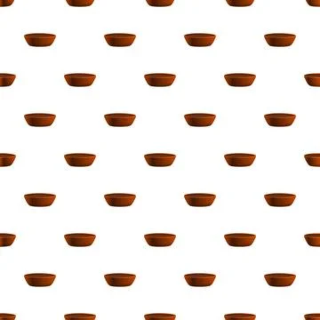 Earthenware bowls forming a seamless pattern on a white background Illustrazione stock