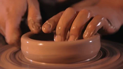 Earthenware jug in the making. hands of the master at work Stock Footage 133078632