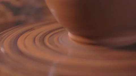 Earthenware jug in the making. hands of the master at work. clay trimming. Stock Footage 133078936