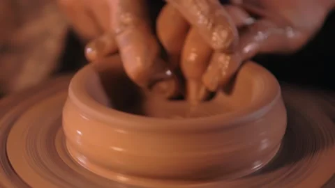 Earthenware jug in the making. hands of the master at work Stock Footage 133079032
